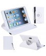 360 Degrees Rotating Protective Leather Case Skin Cover Stand for Apple iPad Mini White with Stylus Pen & Screen Protector & Cleaning Cloth
