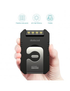 dodocool Portable 4200 mAh Solar Charger Power Bank External Battery Pack with 4 LED Flashlight Black
