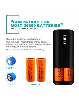 TOMO D2 26650 Li-ion Battery Charger 2 Input Case 5V 2A Output Power Bank External USB Charger with Intelligent LCD Display for Cellphones