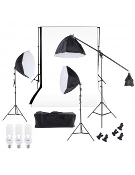 Photography Studio Lighting Softbox Photo Light Muslin Backdrop Stand Kit