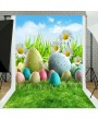 Easter Theme Photography Background Eggs Rabbit Flowers Grassland Baby Child Photo Backdrops for Photo Studio