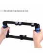 Aluminium Alloy Dual Handheld Grip Selfie Stick 1/4 Inch Screw Mounts Handgrip for Phone DSLR ILDC Action Camera Black
