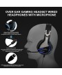 HS063 Game Headphones Over Ear Gaming Headset Wired Earphones with Microphone Volume Control LED Light Compatible with PS4 Computer Tablet PC Mobile Phones