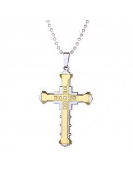 Male Crystal Cross Pendant Stainless