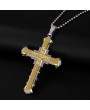 Male Crystal Cross Pendant Stainless