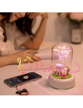 Glass Dome Lamp BT Speaker 3 Color Effects Night Light LED String Lights Rechargeable for Decoration Valentine Day Anniversaries
