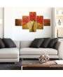 Golden Tree 5 Piece Abstract Floral Hand-Painted Oil Paintings