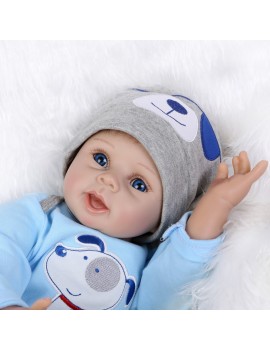 22inch 55cm Reborn Toddler Baby Doll Boy Silicone Body Boneca With Clothes Blue Eyes Lifelike Cute Gifts Toy