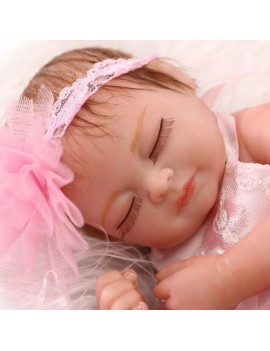 Reborn Baby Doll Baby Bath Toy Full Silicone Body Eyes Close Sleeping Baby doll With Clothes Hair 10inch 25cm Lifelike Cute Gifts Toy Girl