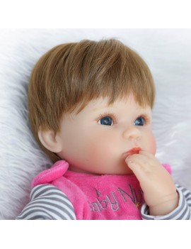 16inch 41cm Silicone PP Filling Reborn Toddler Baby Doll Girl Body Boneca With Clothes Blue Eyes Lifelike Cute Gifts Toy