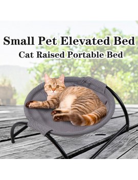 Small Pet Elevated Bed Cat Raised Portable Bed Polyester Breathable Net Pad Steel Feet Perch