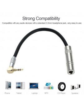 Portable 90 Degree 3.5MM male to 6.5 6.35 Female Audio Plug Cable Line Connect Microphone Headset Earphone Headphone Laptop Computer