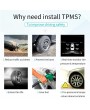 Car TPMS Tire Pressure Digital Solar Energy Monitoring System Auto Security Tire Pressure Alarm Systems LCD Display with 4 Internal Sensors
