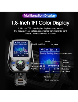 T43 Car MP3 Player Multi-function BT5.0 FM Transmitter Dual USB Chargers Support Hands-free TF Card U Disk Music Play