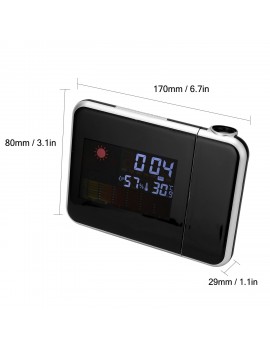LED Backlight Digital Display Colorful Screen Weather Clock Weather Forecast Projection Clock Rotating Alarm Clock Temperature Humidity Clock