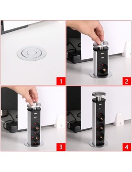 Multifunctional Kitchen Table Switch USB Socket Waterproof Cabinet Hidden Intelligent Lifting Office Socket