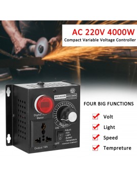 AC 220V 4000W Compact Variable Voltage Controller Portable Speed Temperature Light Voltage Adjuatable Dimmer