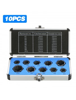10Pcs Damaged Bolt Nut Screw Remover Extractor Removal Set Nut Removal Socket Tool Threading Hand Tools Kit With Box