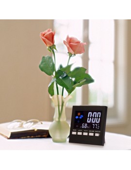 Colorful LCD Digital Thermometer Hygrometer Clock with Snooze Function
