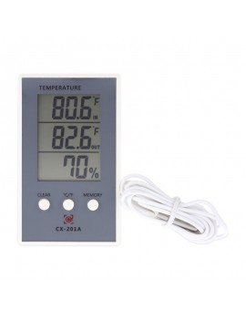 Indoor/Outdoor LCD Digital Temperature & Humidity Meter Gray