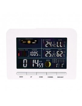 TS-76 Wireless Weather Station Digital Alarm Clock Thermometer Hygrometer EU Plug White