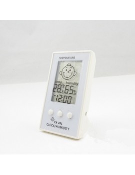 LCD Digital Thermometer Hygrometer Clock Weather Station White