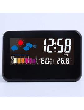 Digital Electronic Alarm Clock Weather Temperature Humidity Voice-Activated Clock Home Decor White