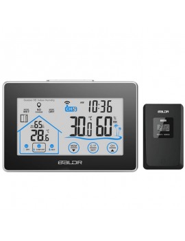 Baldr LCD Touch In/outdoor Thermometer Clock Humidity Weather Station