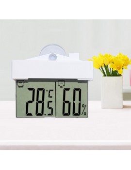 Transparent Digital Thermometer Window Style Mini LCD Display Digital Thermometer for Indoor Outdoor Use Sucker Wall Hanging Temperature Hygrometer