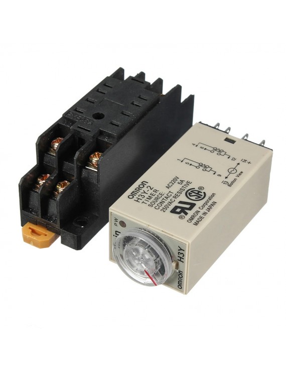 220V Power On Time Delay Relay Solid State Timer DPDT Socket - 60s Delay