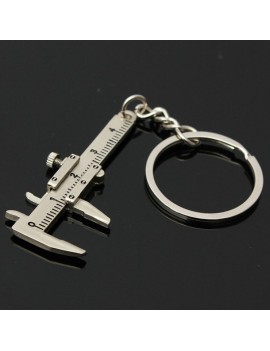 Ruler Vernier Caliper Model Keyring Pendant Key Chain Silver