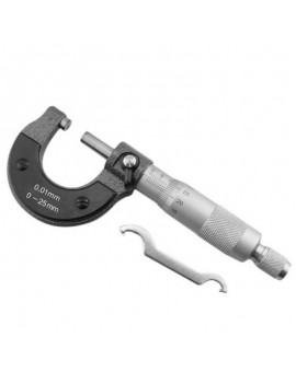 0-25mm Gauge Metric Micrometer Measuring Tool with Metal Silver Gray