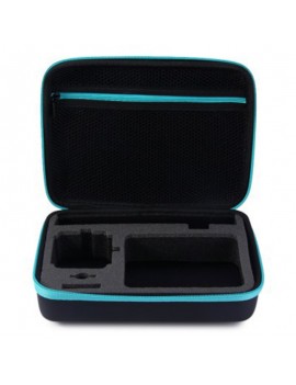 TELESIN Portable PU Carry Case Medium Size Accessory Storage Bag for GoPro 2 / 3 / 4 / SJCAM Xiaomi Yi Action Camera Black & Blue