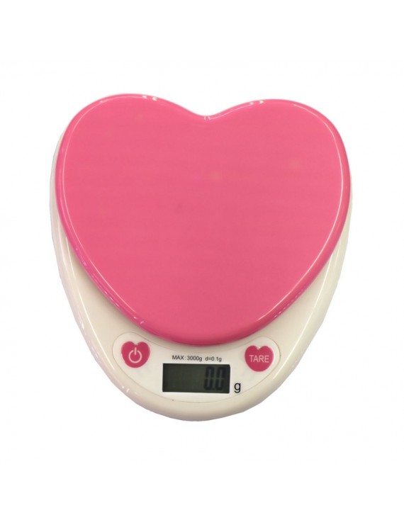 KS-686 3000g/0.1g Heart Shaped Precision Kitchen Baking Herb Scale Pink