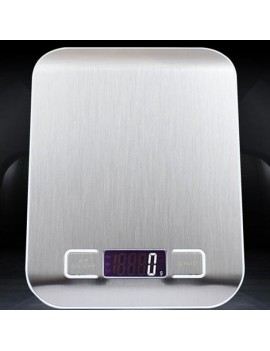 5000g / 1g LCD Digital Kitchen Scale Backlight LCD Fingerprint-proof Finish Stainless Steel Weighing Device Silver White