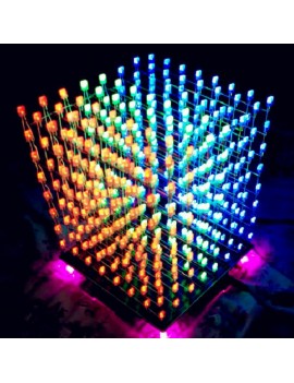 8x8x8 Cube 3D Light Square Blue LED Electronic DIY Kit w/ Welded PCB Board + Blue & Red & Green Square Lamp