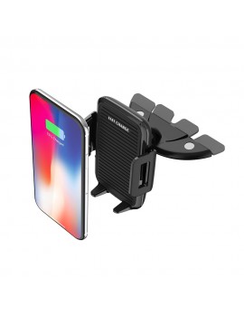 EP-04-F Wireless Charger 2 in 1 Holder Fast Charger Wireless Charging Pad with CD Port Air Outlet Bracket Data Cable for iPhone X 8 Plus Samsung S9 S8